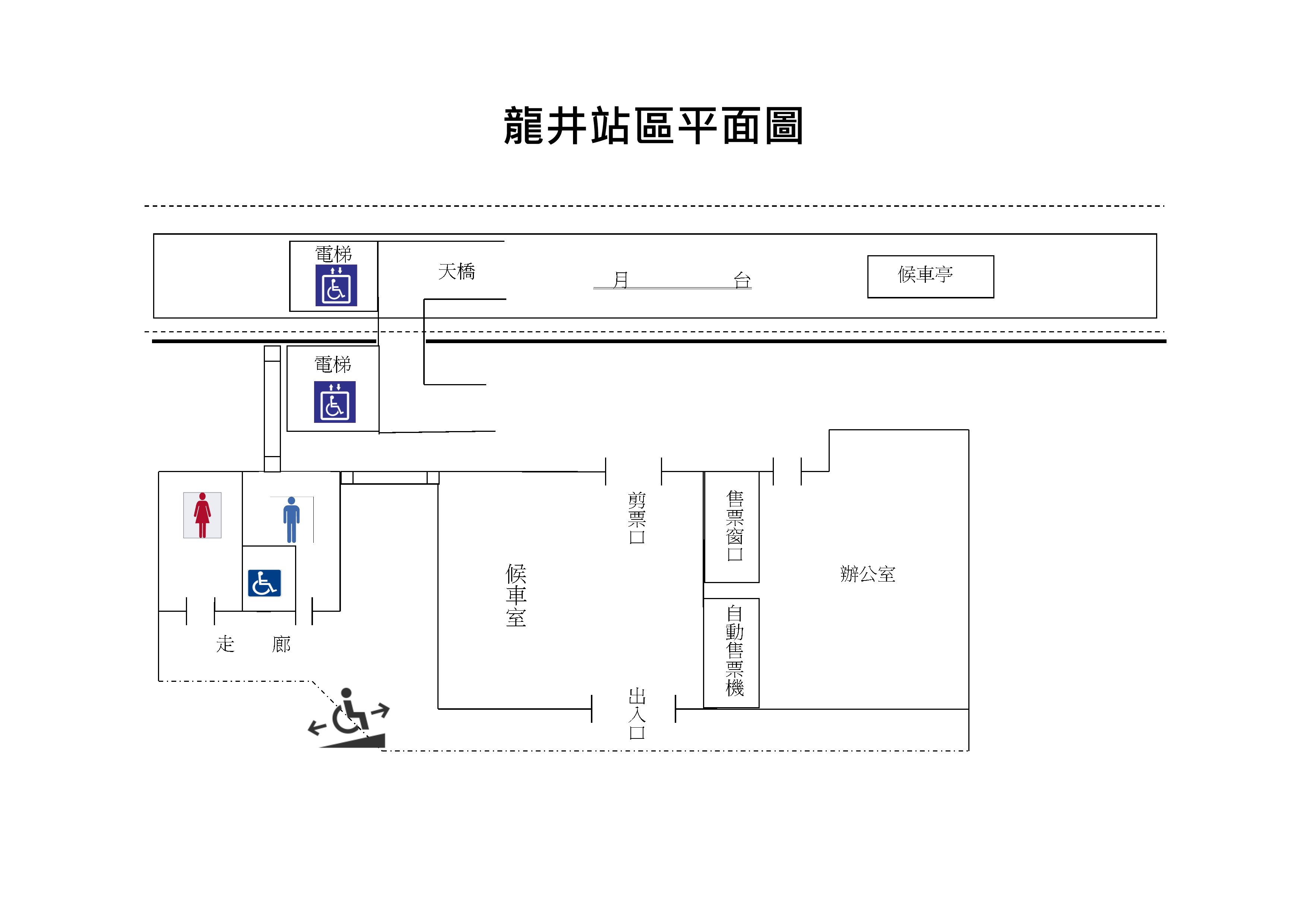 龍井車站 車站站區含無障礙設施平面圖
