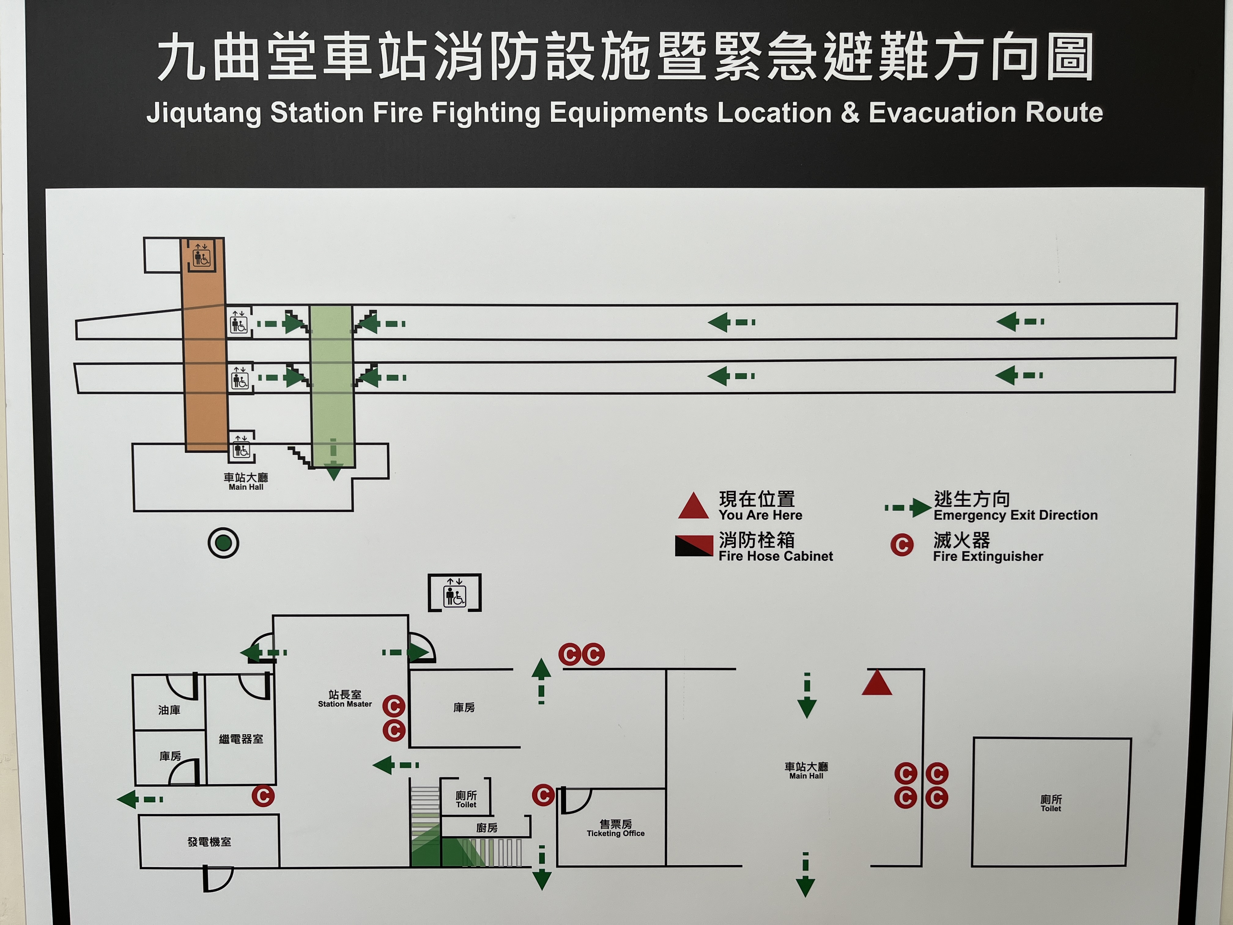 九曲堂車站 九曲堂站緊急逃生示意圖