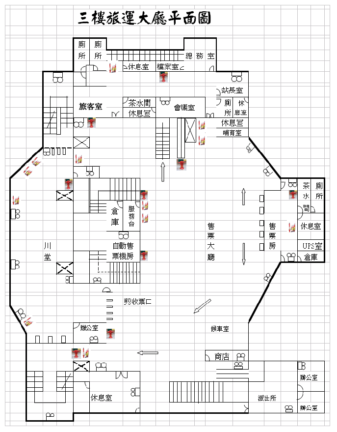 3 樓旅運大廳平面圖   