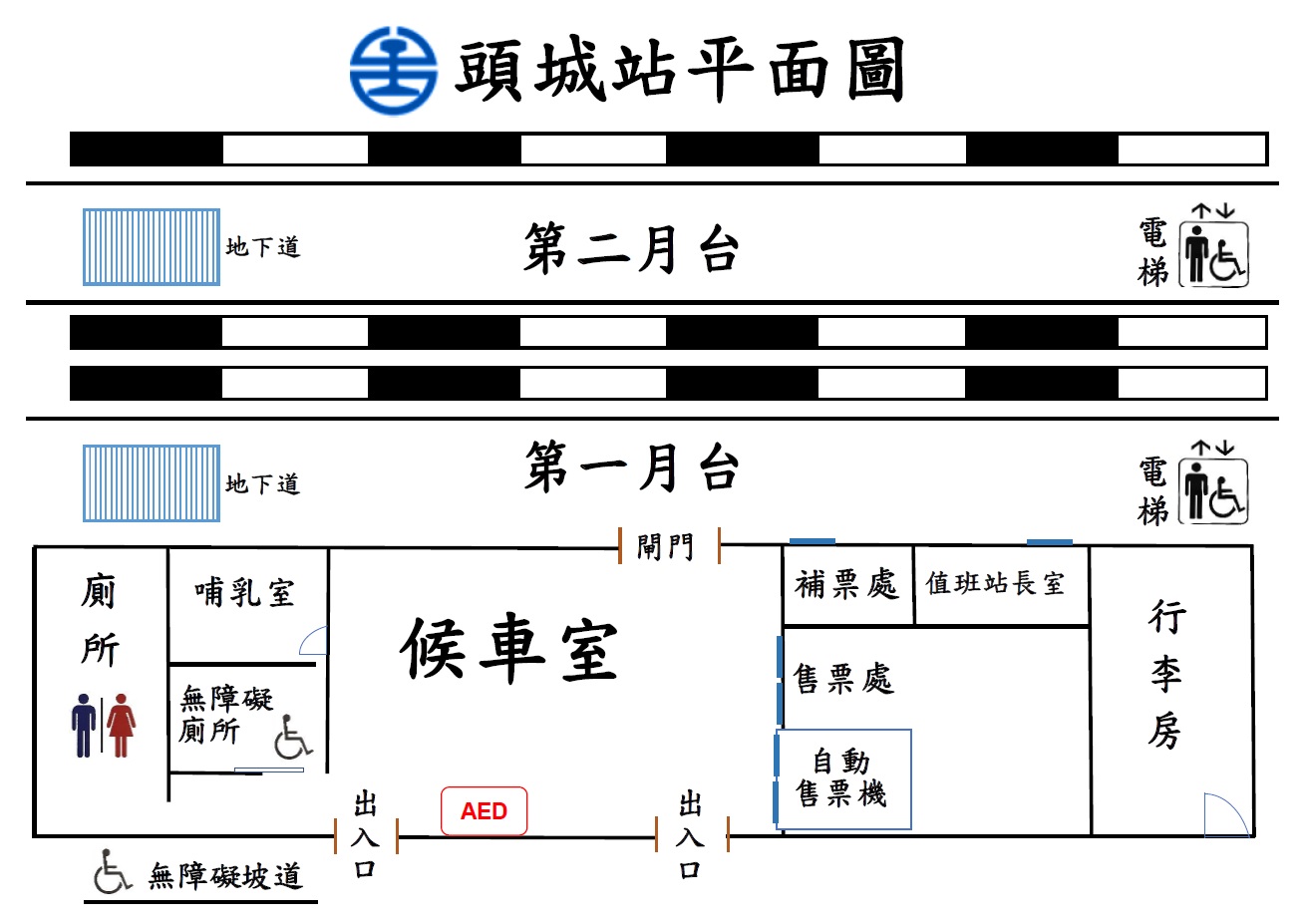 頭城車站 本站之轄下頂埔站、外澳站、大溪站、石城站無法提供愛心服務. 請於頭城站轉乘其他交通工具.